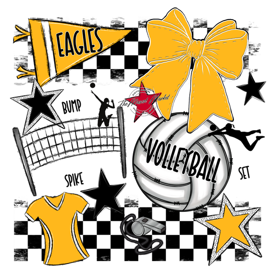 Eagles Volleyball Checkers Design-Blue