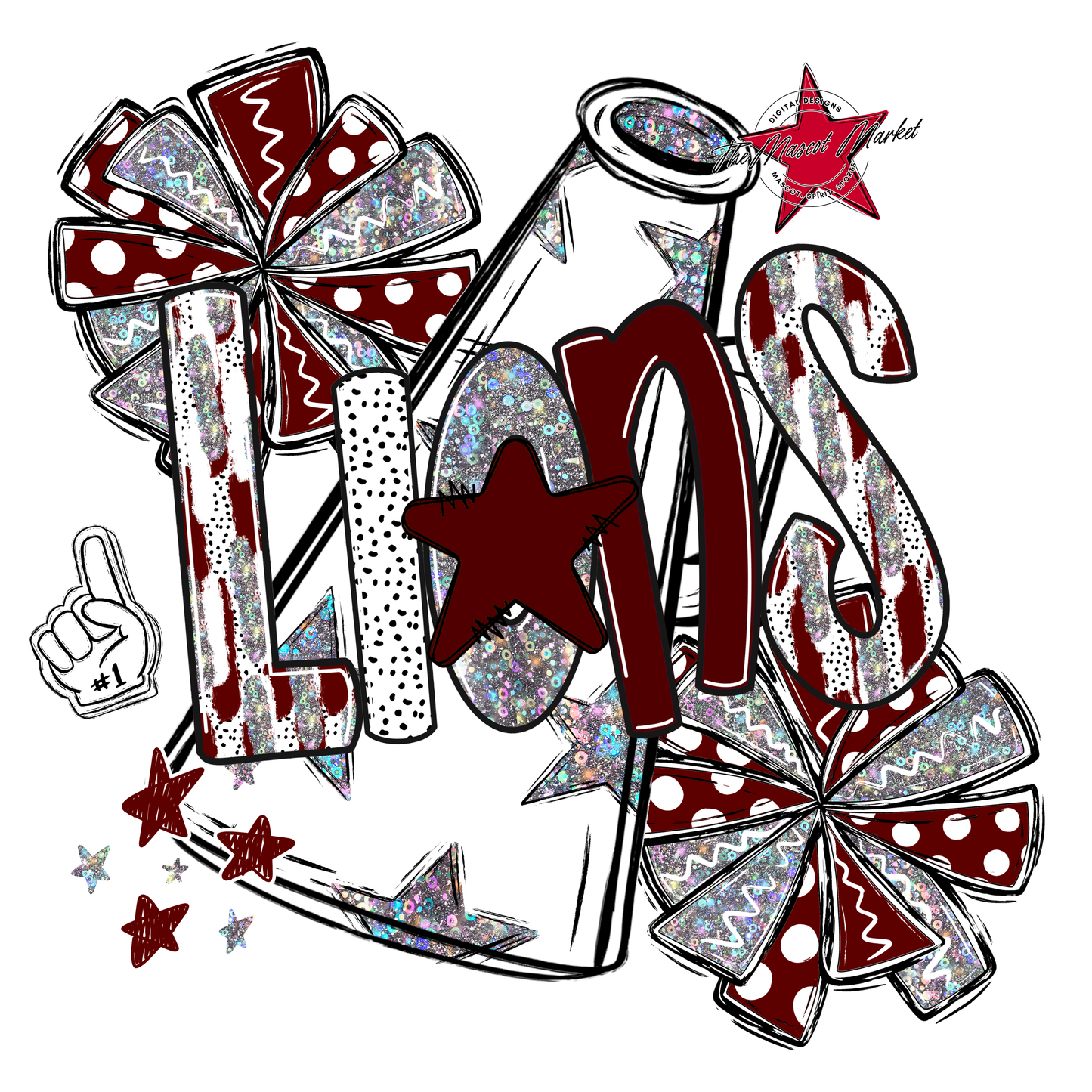 Lions Cheer Megaphone Scrape-Maroon