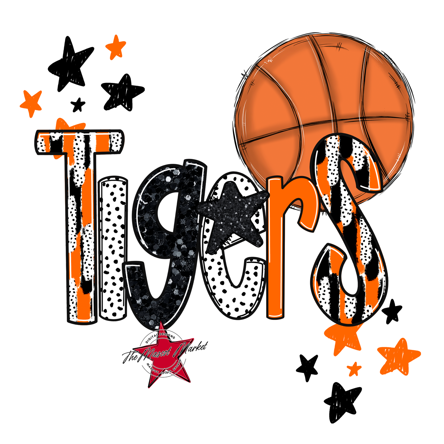 Tigers Basketball Scrape-Orange