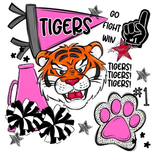 Tigers Mascot Spirit Design 2-Baby Pink