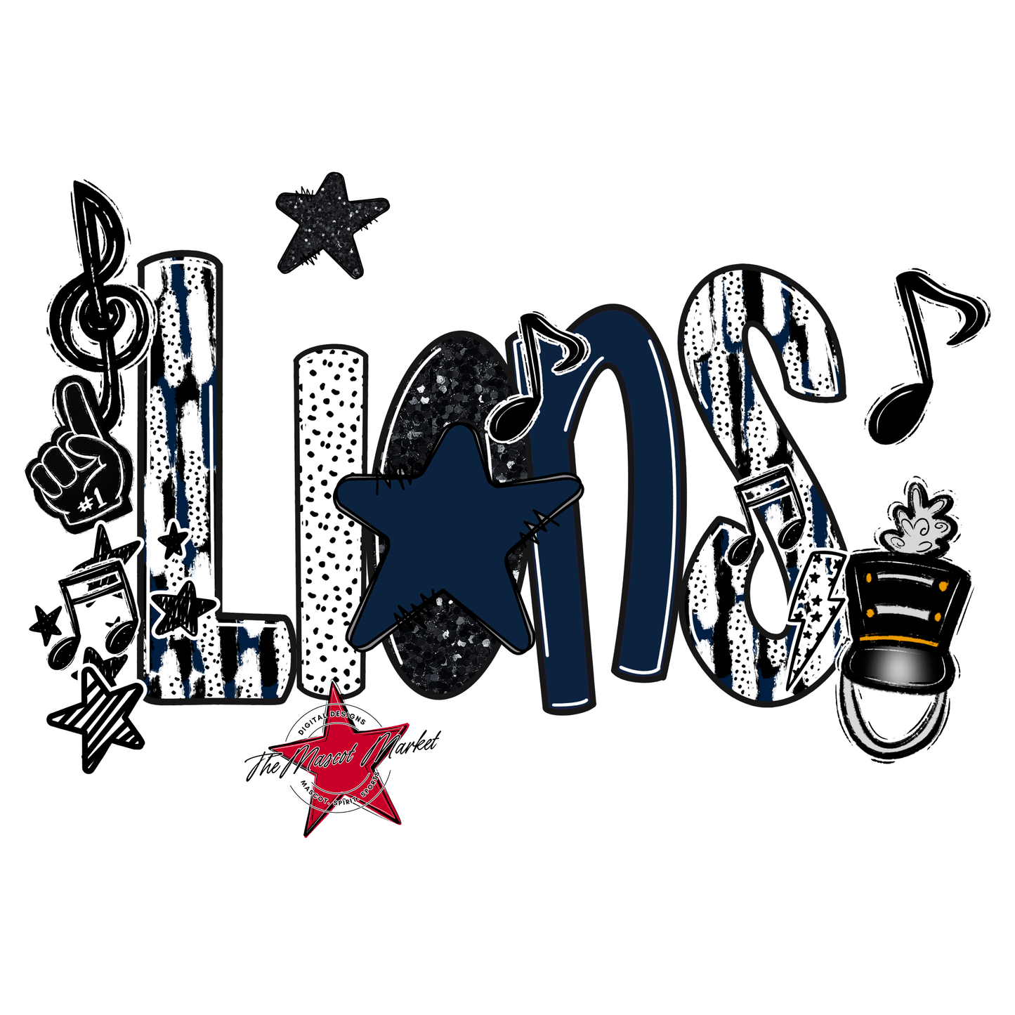 Lions Band Scrape-Navy