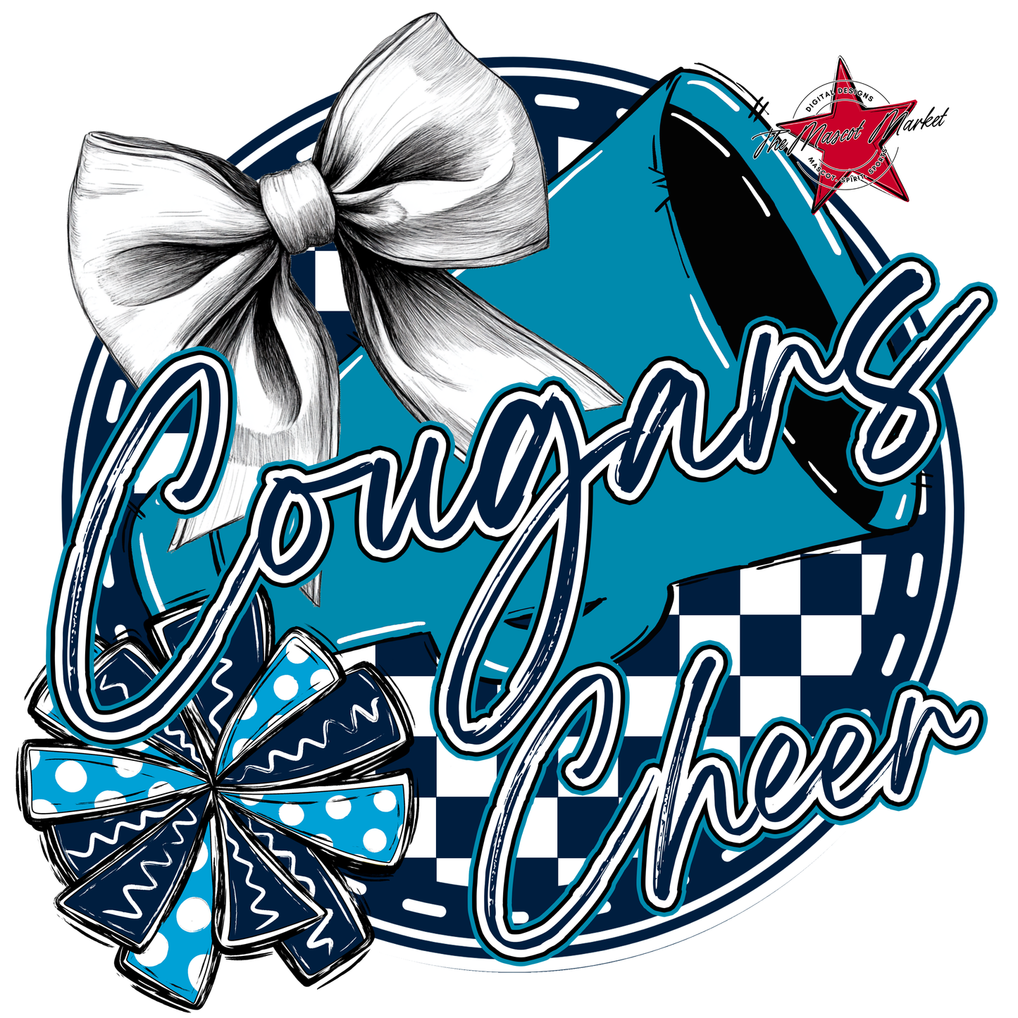 Cougars Circle Cheer Design-Navy-Carolina Blue
