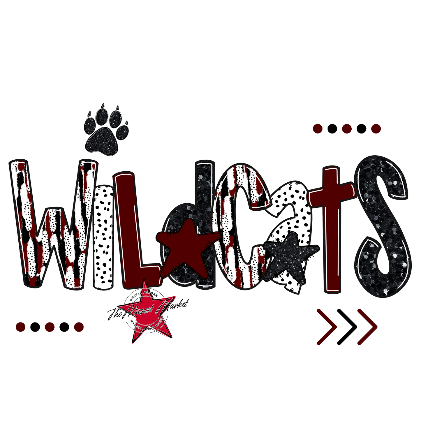 Wildcats Brushstroke Alpha w Arrows-Maroon