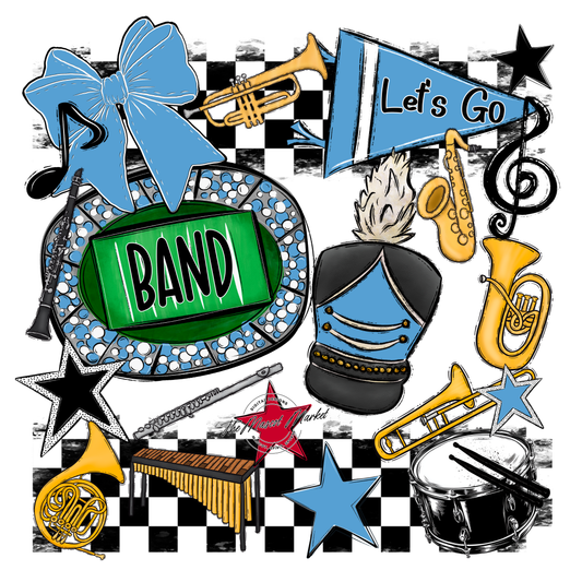 Band Checkers Spirit Design-Carolina Blue