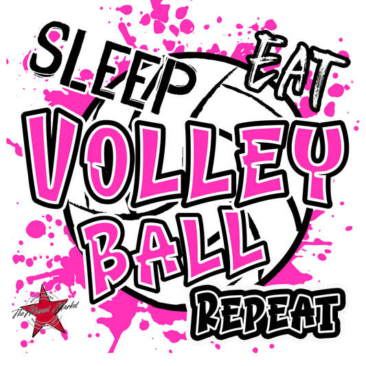 Eat Sleep Volleyball Repeat Design-Pink