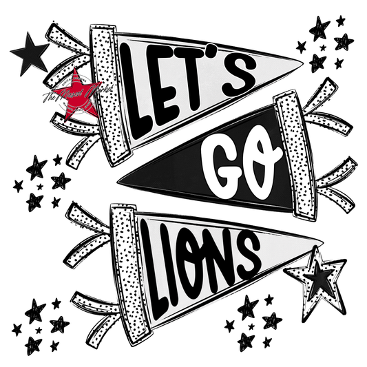 Lions Let's Go Flag Design-Black