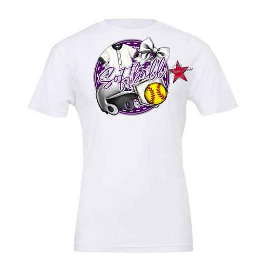 Circle Softball Design-Purple-Grey