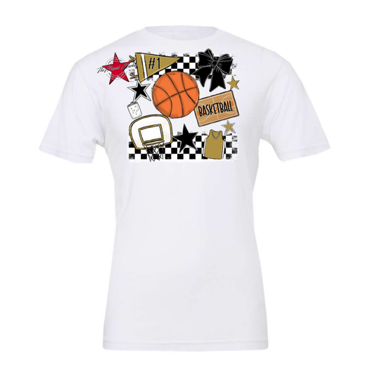 Basketball Checkers Spirit Design-Gold