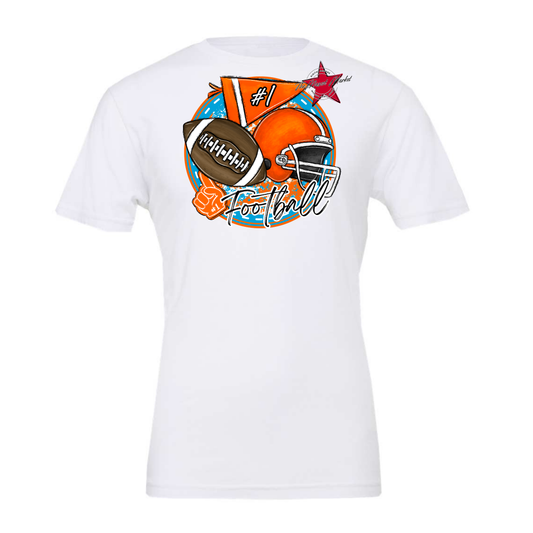Football Circle Design-Carolina Blue-Orange