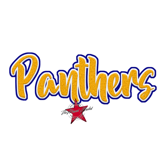 Panthers Faux Chenille Patch-Blue-Yellow