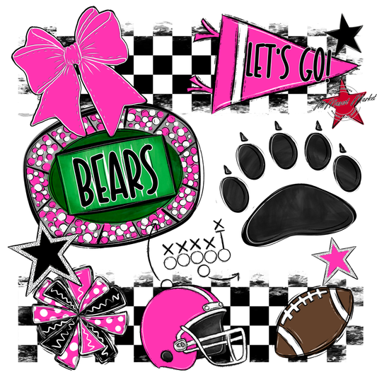 Bears Checker Spirit Design w Paw-Pink