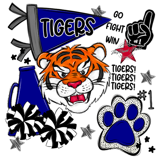 Tigers Mascot Spirit Design 2-Blue