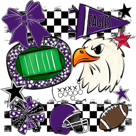 Eagles Checkers Mascot Spirit Design-Purple