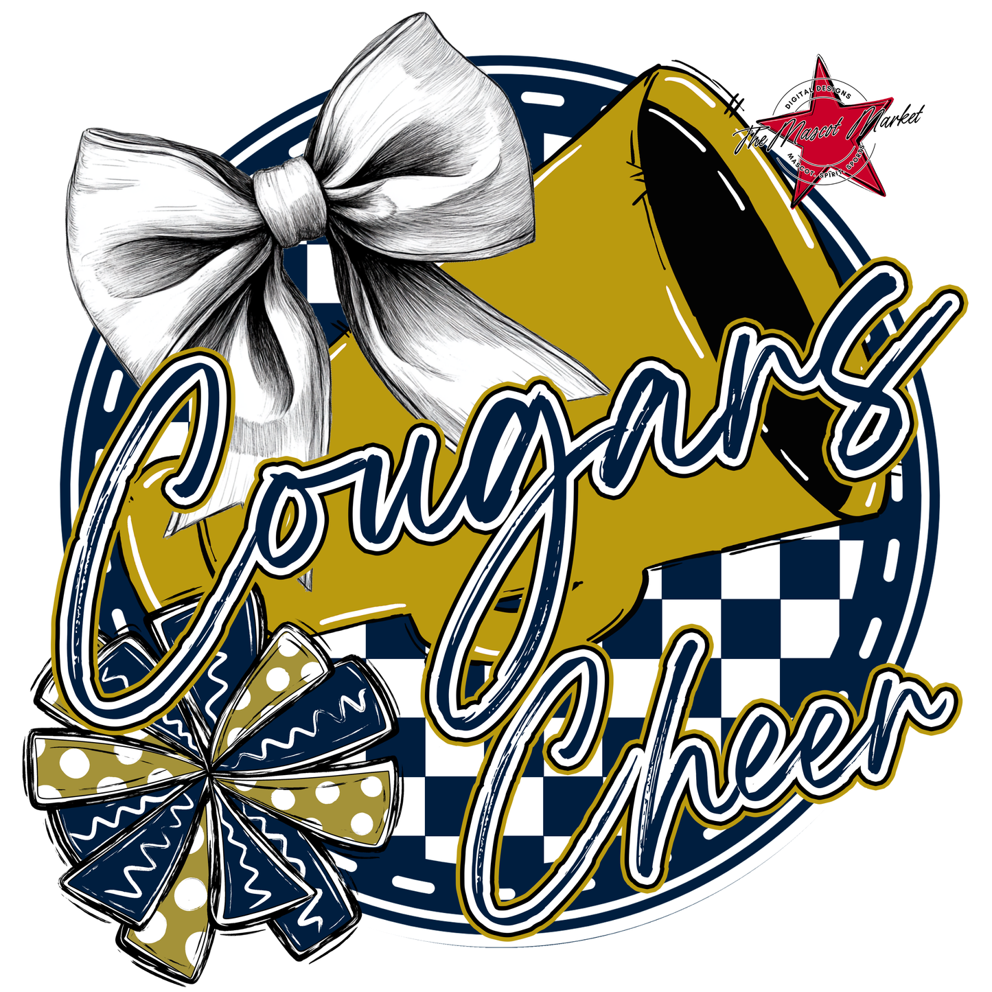 Cougars Circle Cheer Design-Navy-Gold