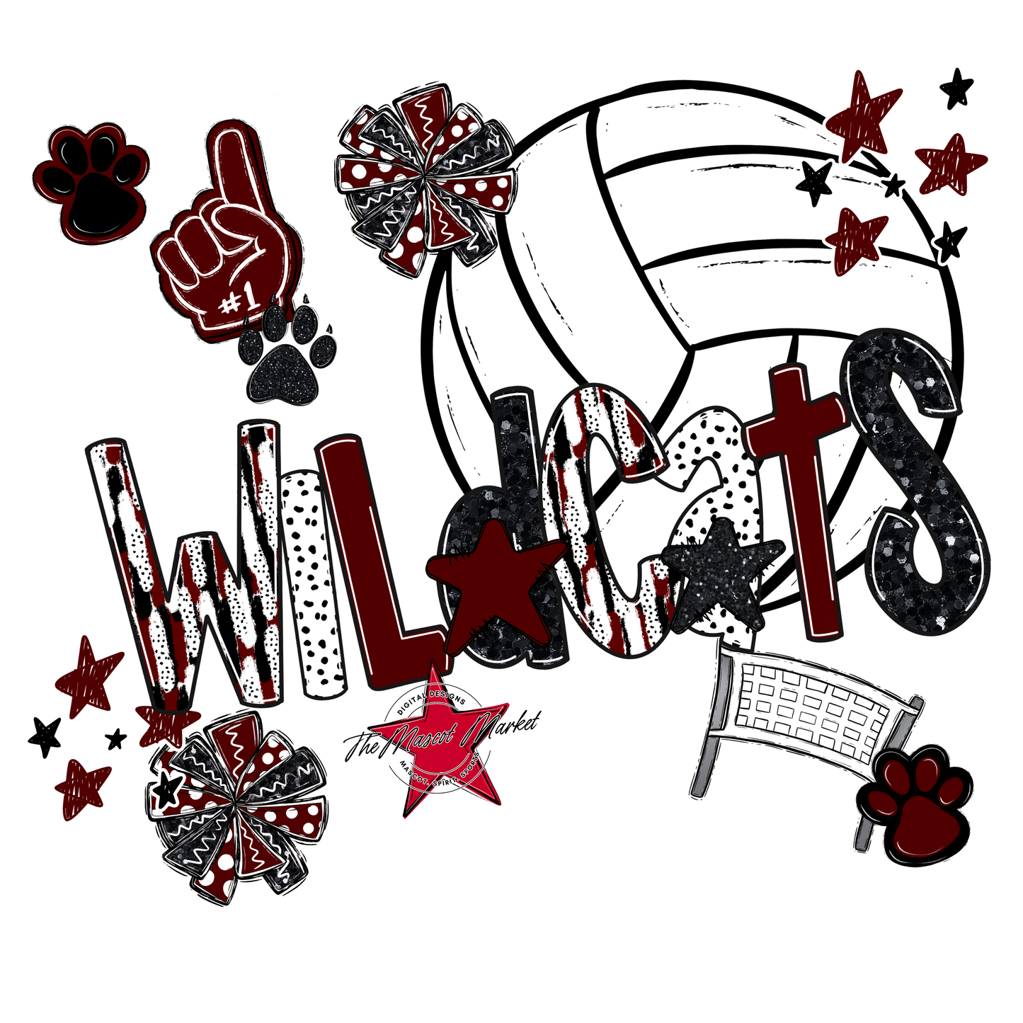 Wildcats Volleyball Scrape-Maroon
