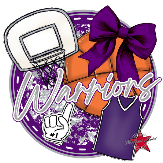 Warriors Circle Basketball Design-Purple-Grey