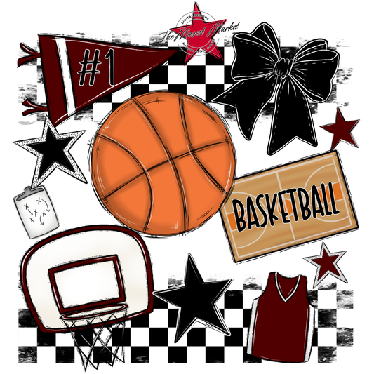 Basketball Checkers Spirit Design-Maroon