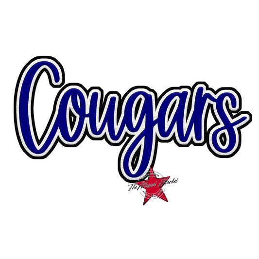 Cougars Faux Chenille Patch-Blue