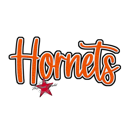 Hornets Faux Chenille Patch-Orange
