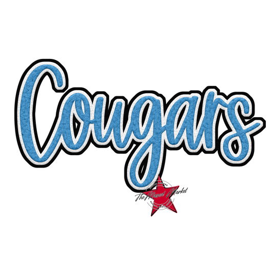 Cougars Faux Chenille Patch-Carolina Blue