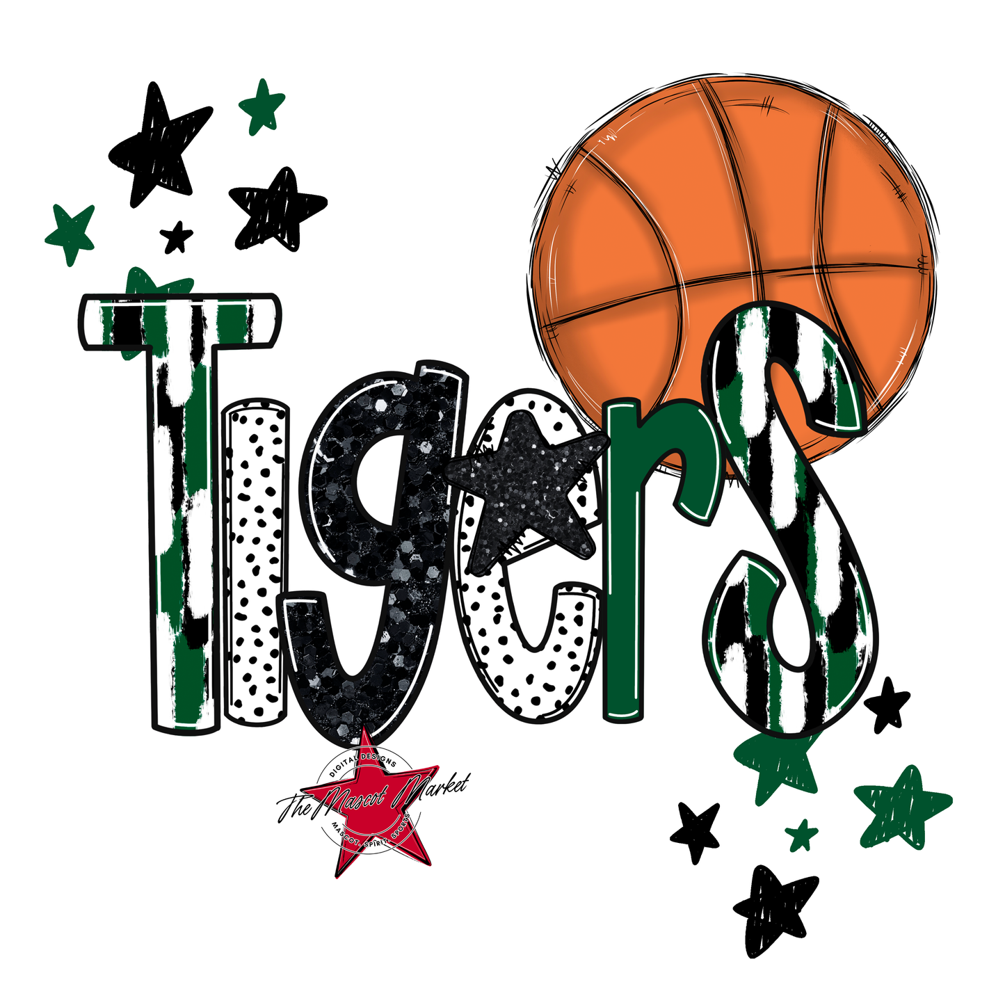 Tigers Basketball Scrape-Green