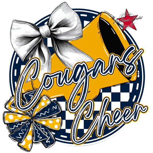 Cougars Circle Cheer Design-Navy-Yellow
