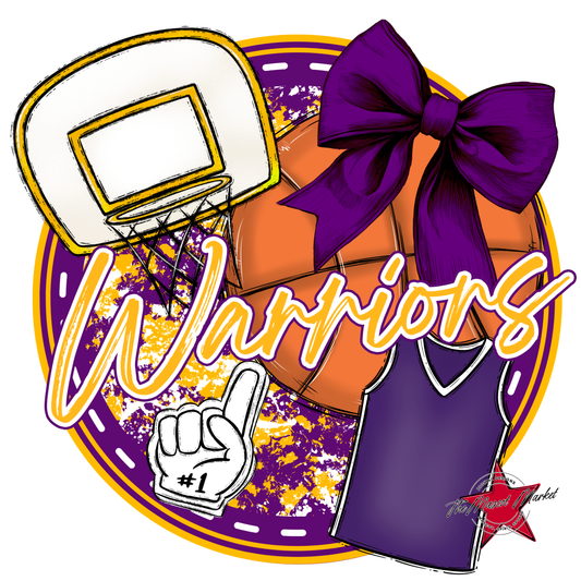 Warriors Circle Basketball Design-Purple-Yellow