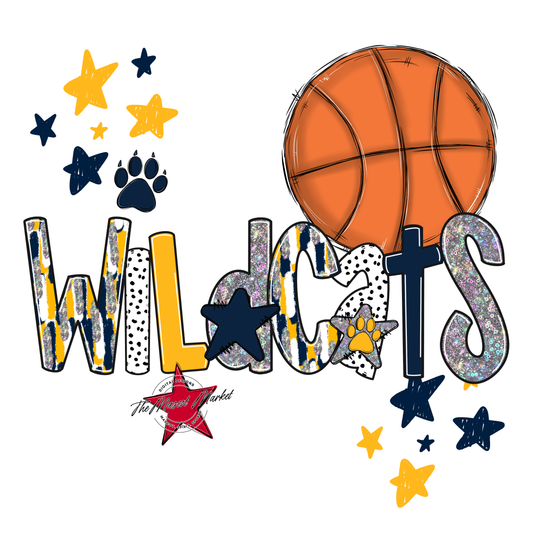 Wildcats Basketball Scrape-Navy-Yellow