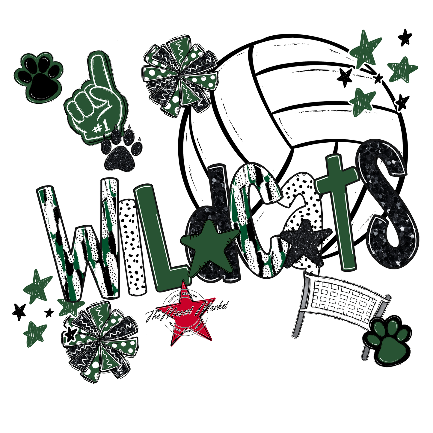 Wildcats Volleyball Scrape-Green