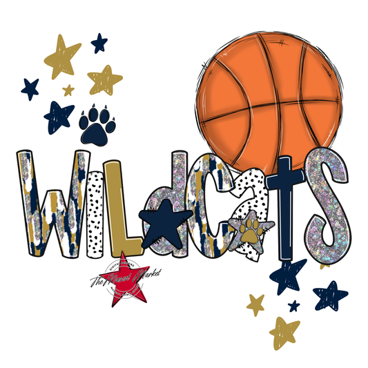 Wildcats Basketball Scrape-Navy-Gold