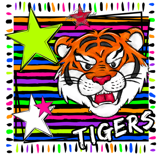 Tigers Mascot Frame-Neon Black