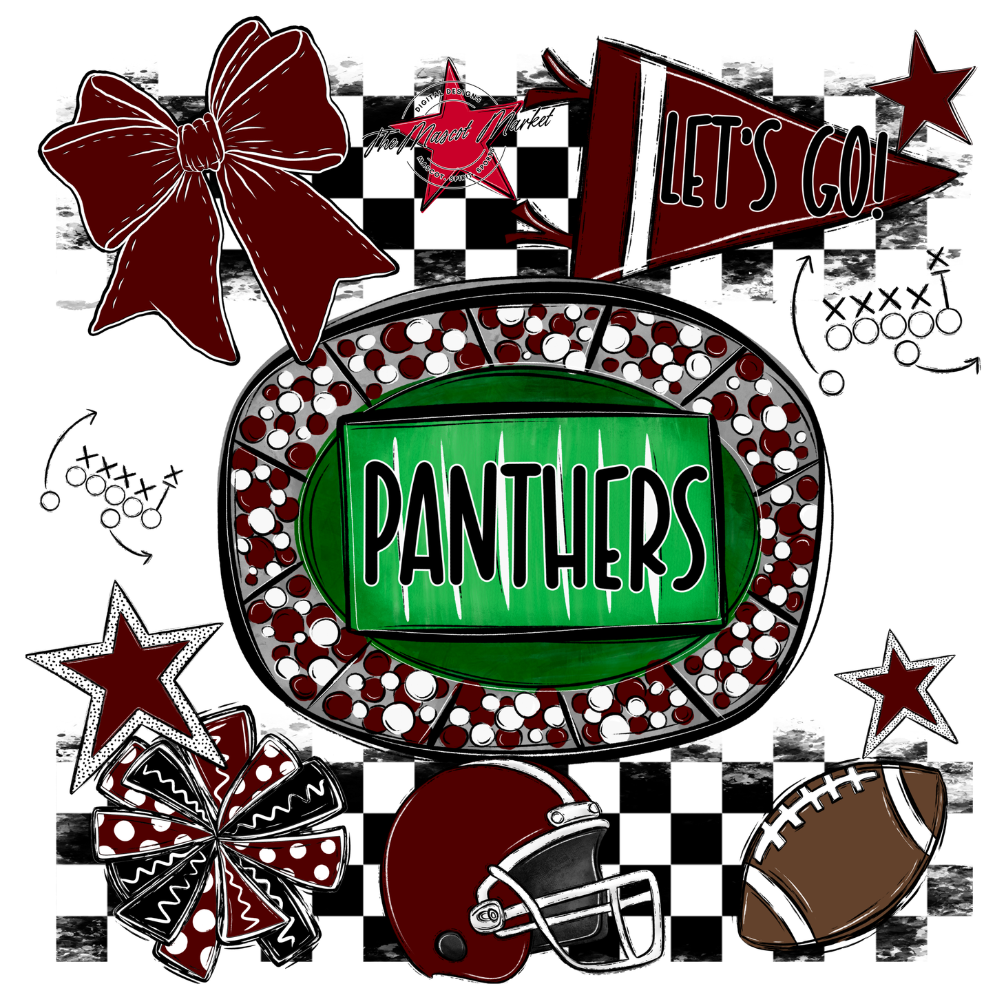 Panthers Checkers Spirit Design-Maroon