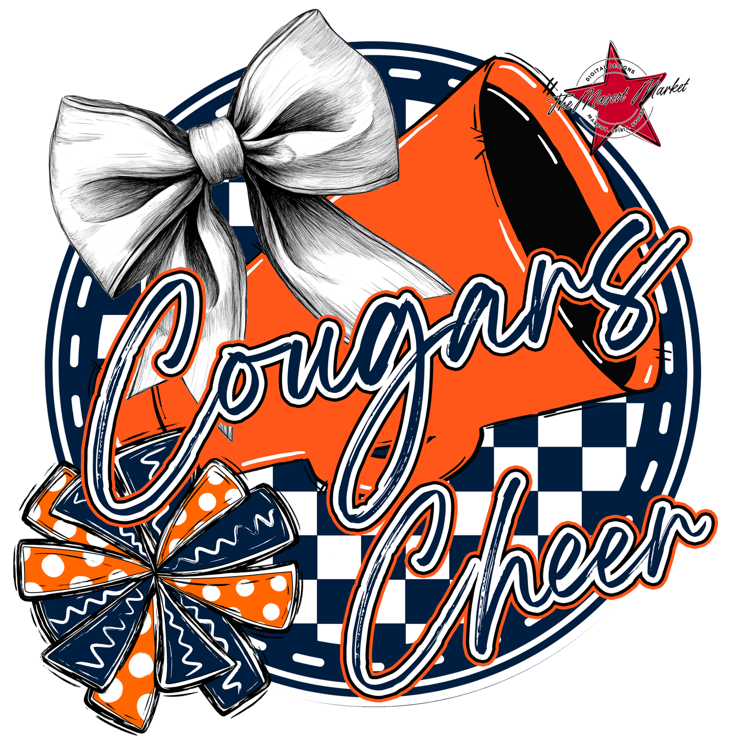 Cougars Circle Cheer Design-Navy-Orange