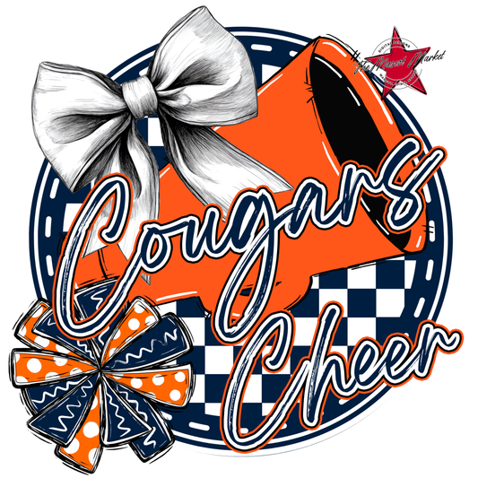 Cougars Circle Cheer Design-Navy-Orange