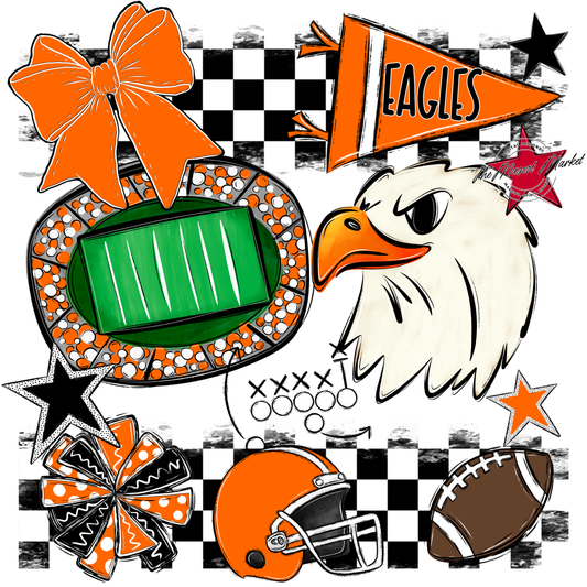 Eagles Checkers Mascot Spirit Design-Orange