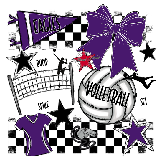 Eagles Volleyball Checkers Design-Purple