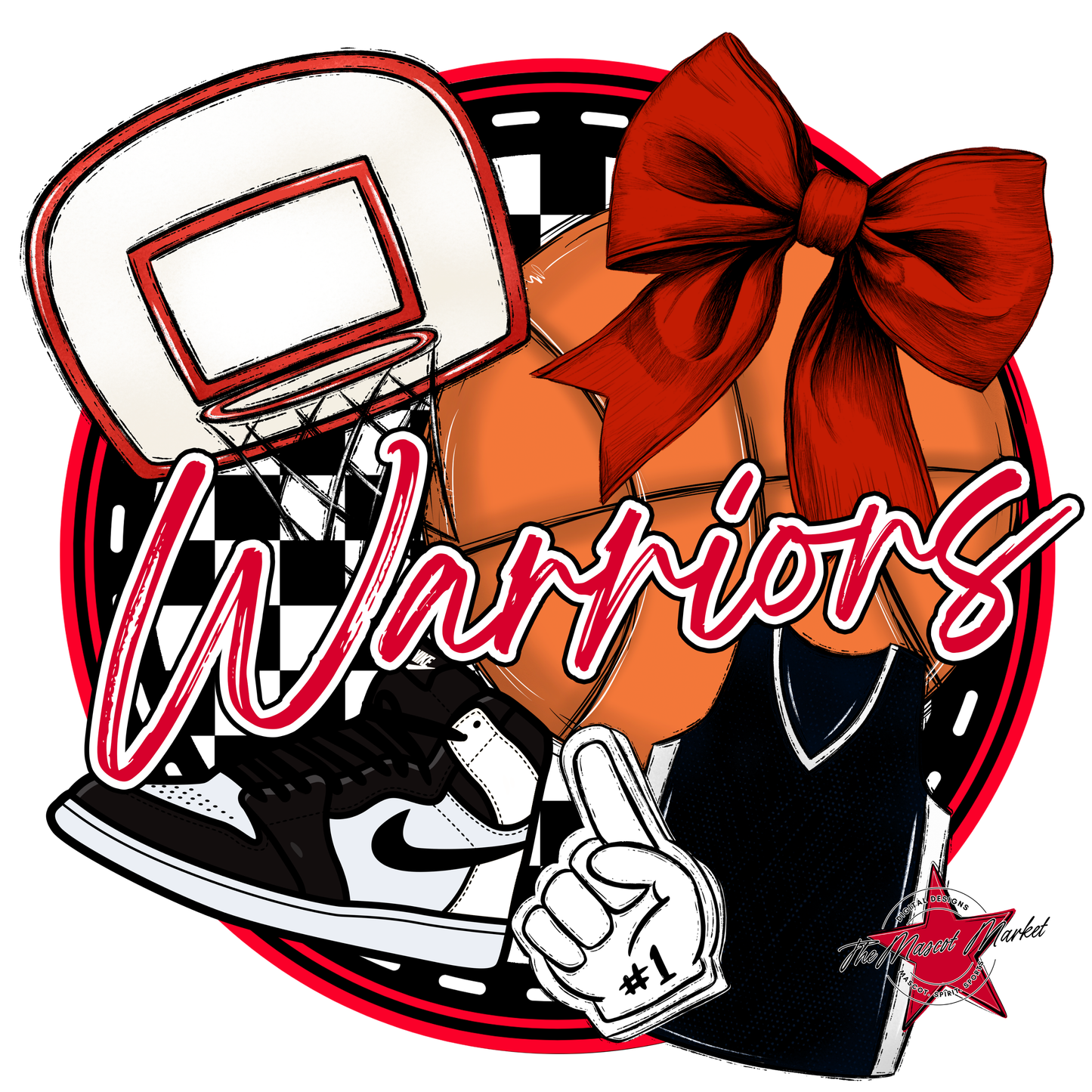 Warriors Circle Basketball Design-Red