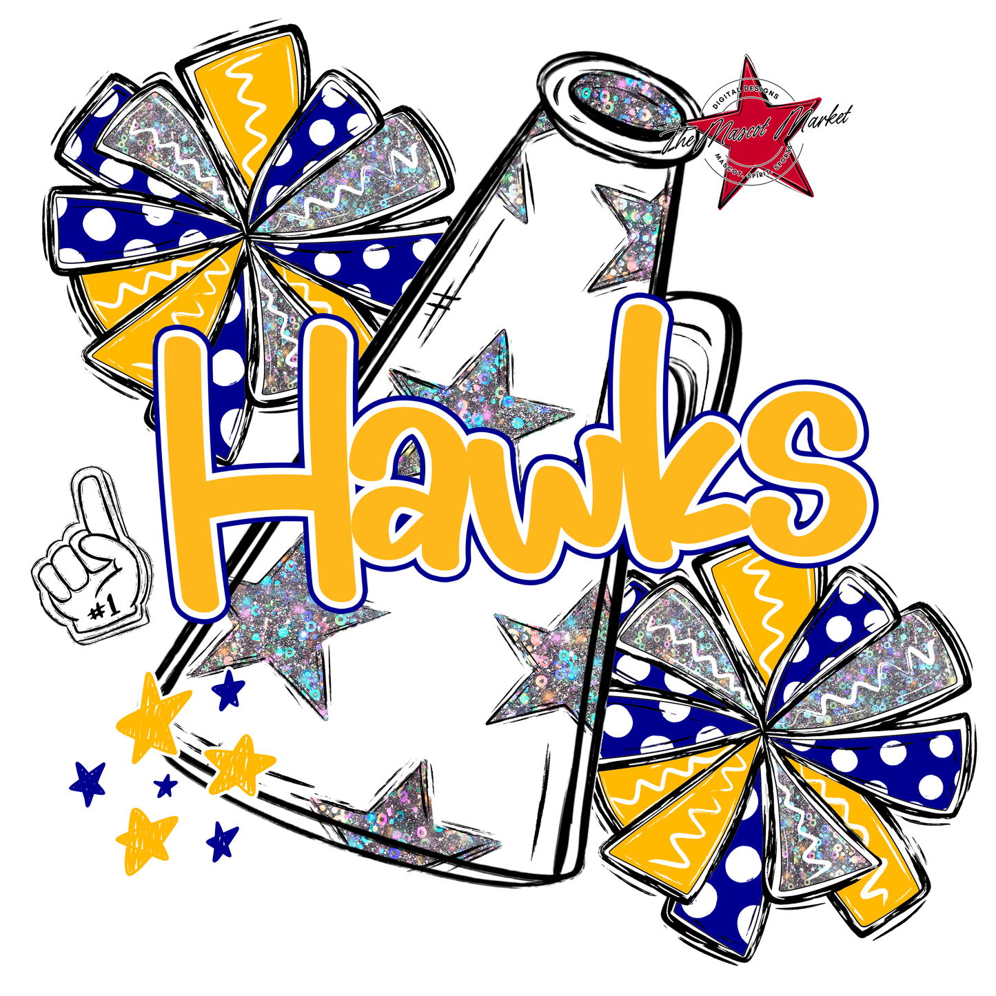 Hawks Alpha Megaphone Design-Blue-Yellow