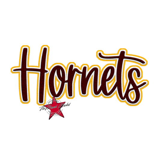 Hornets Faux Chenille Patch-Purple-Yellow
