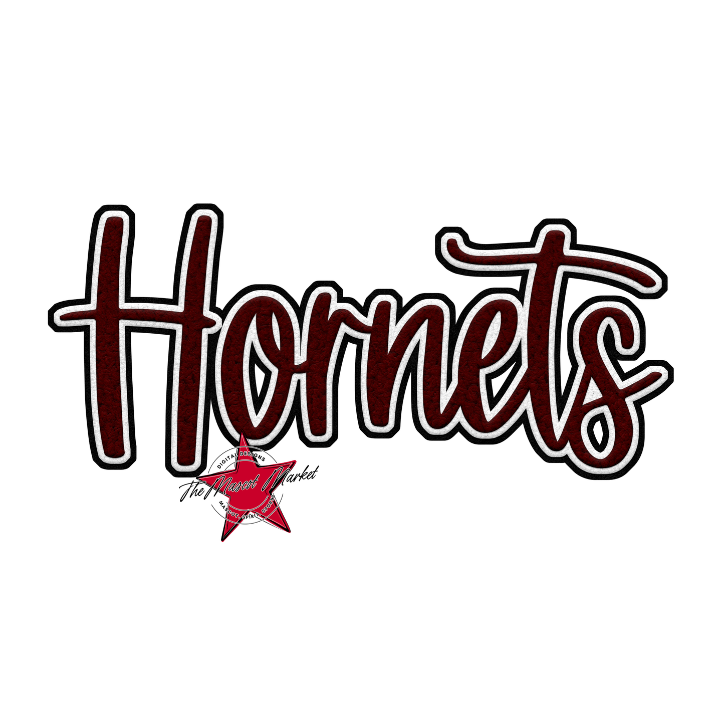 Hornets Faux Chenille Patch-Maroon