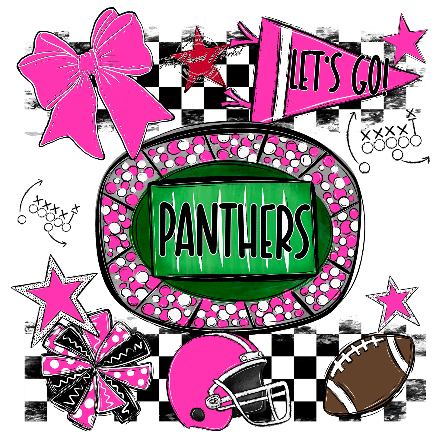 Panthers Checkers Spirit Design-Pink