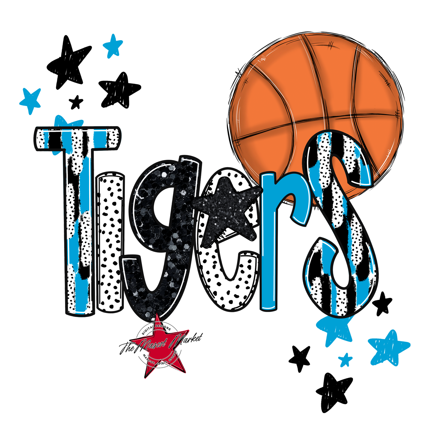 Tigers Basketball Scrape-Carolina Blue