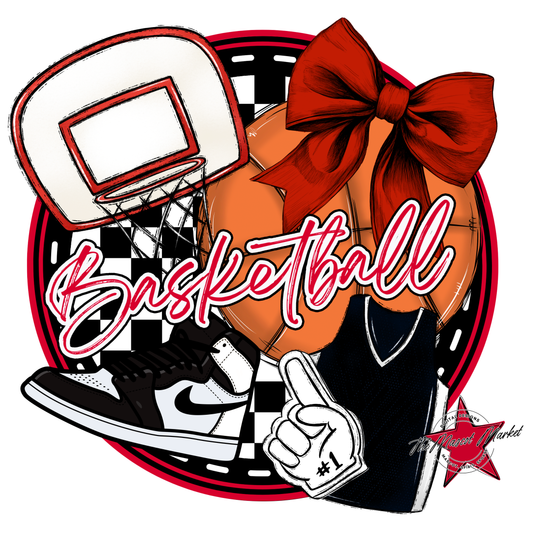 Circle Basketball Design-Red