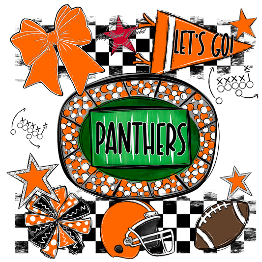 Panthers Checkers Spirit Design-Orange