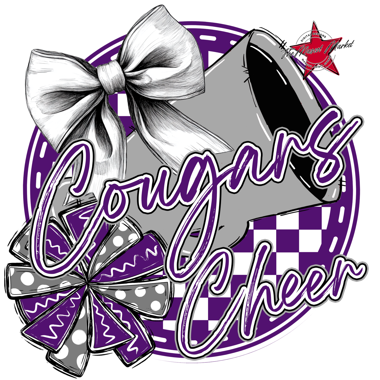 Cougars Circle Cheer Design-Purple-Grey