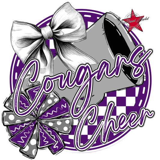 Cougars Circle Cheer Design-Purple-Grey