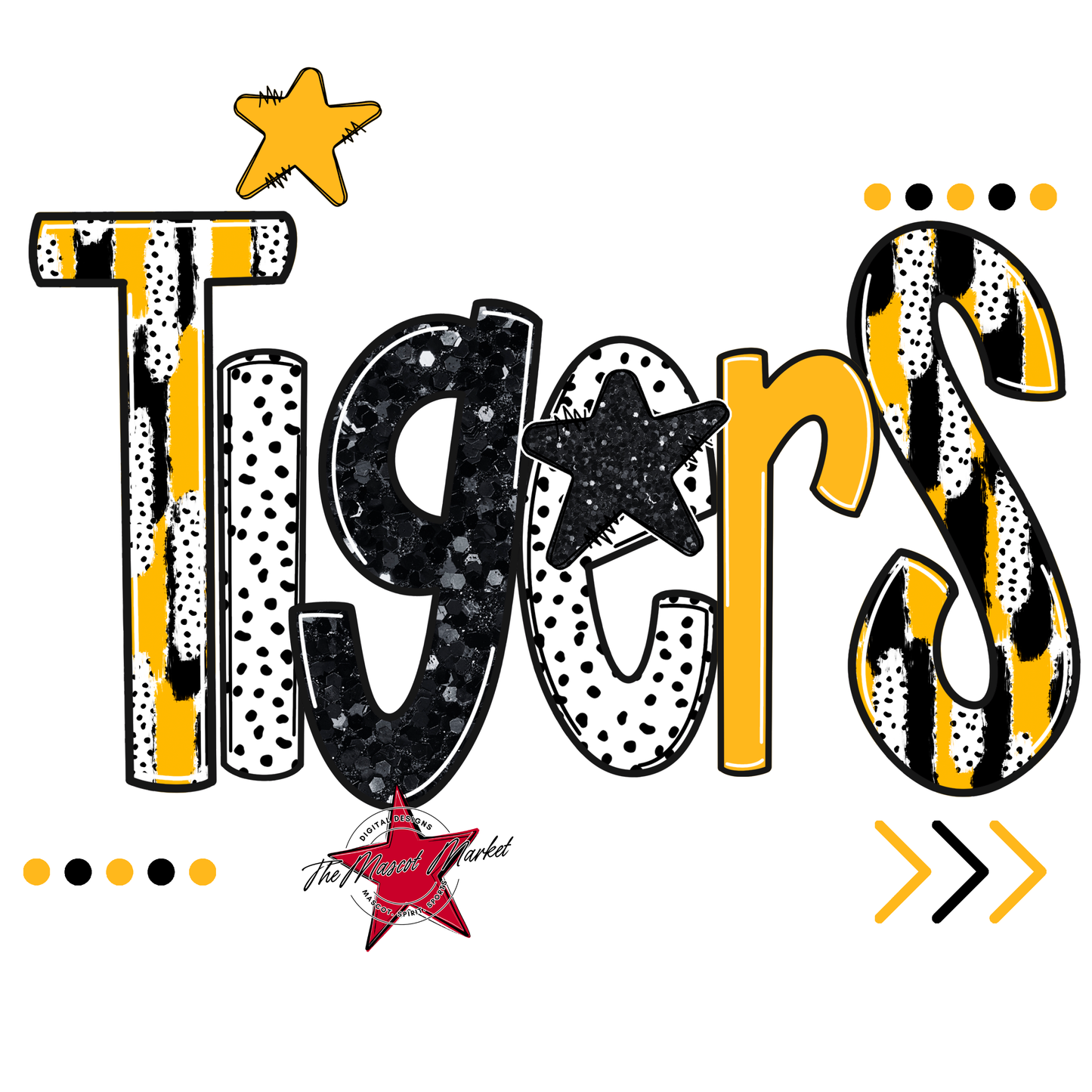 Tigers Brushstroke Alpha w Arrows-Yellow