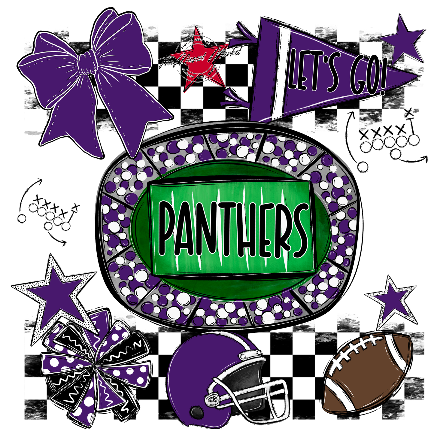 Panthers Checkers Spirit Design-Purple
