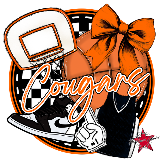 Cougars Circle Basketball Design-Orange