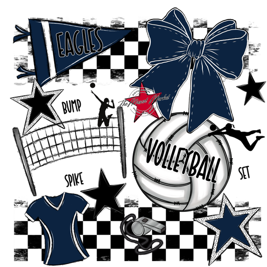 Eagles Volleyball Checkers Design-Navy